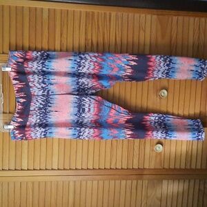 Zella Peach & Blue 3 Inch Yoga Waistband Ankle Leggings  Size 3X